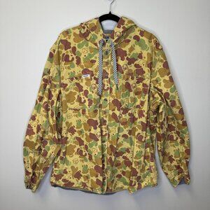 TRUKFIT Camo Hooded Button Up Shacket 3XL Skate Streetwear Long Sleeve Tan Brown